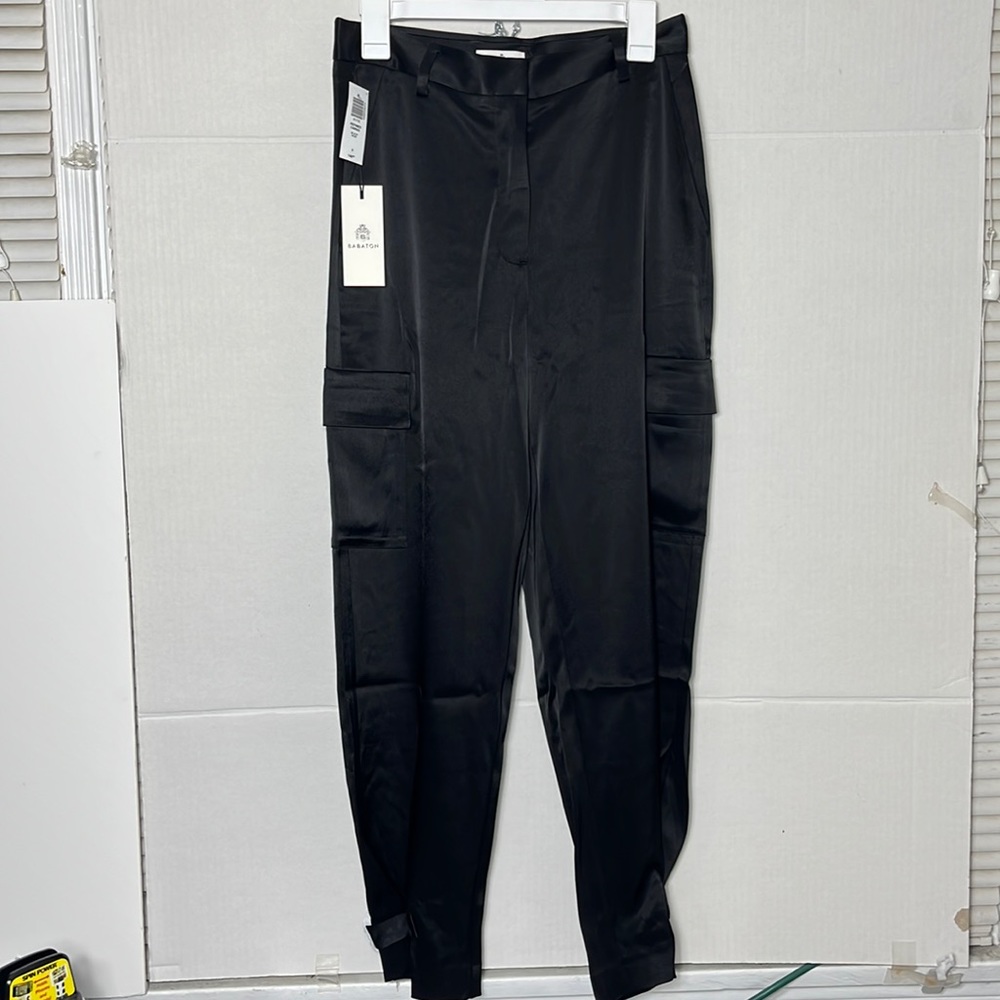 NWT Aritzia color black Refined Satin Cargo Pant - Picture 4 of 7